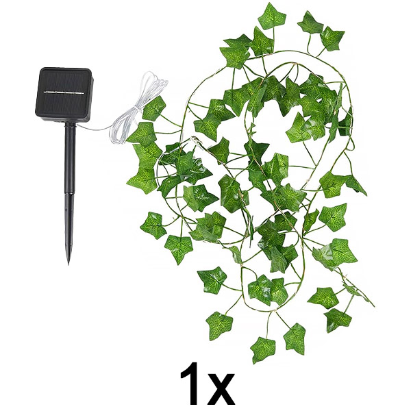 1x Solarna bajkovita svjetla s umjetnim lišćem bršljana (5 m) | LEAFGLO